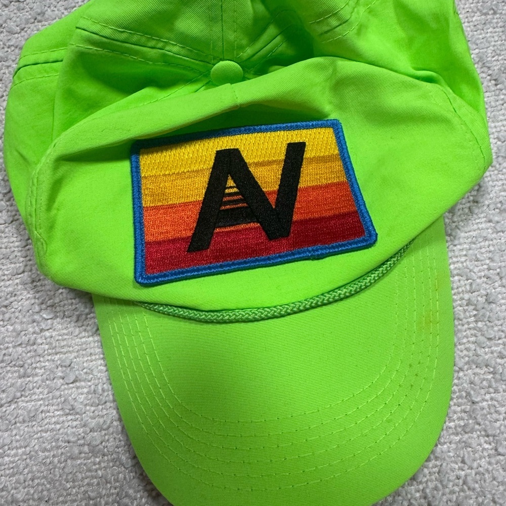 Aviation Nation Neon Green Rope Hat Retro Patch Adjustable Cap - Picture 3 of 5